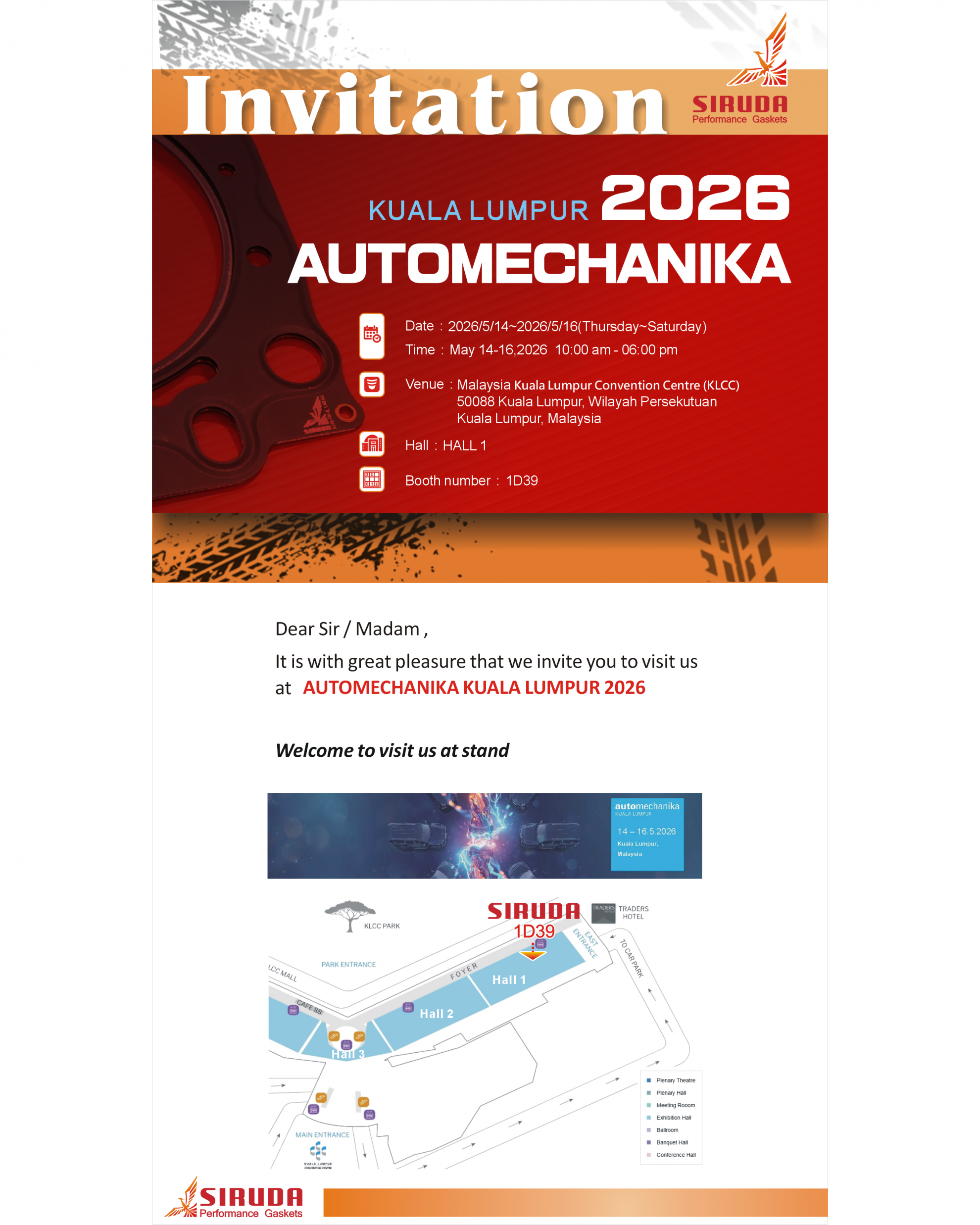 Welcome to visit us at 2026 Automechanika Kuala Lumpur Show~